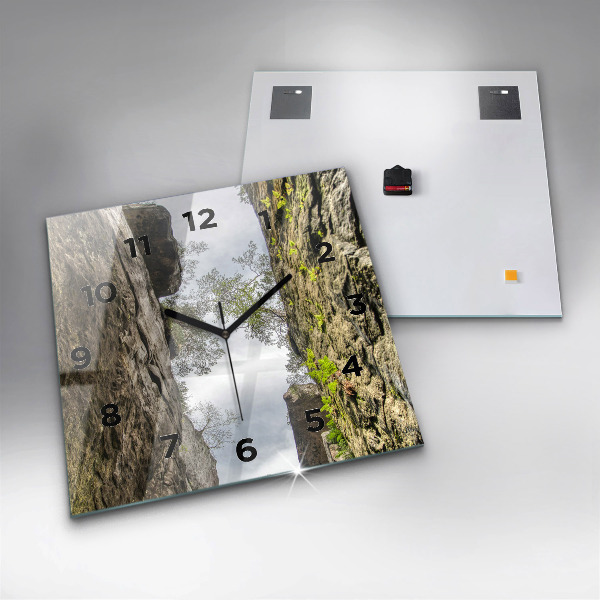 Square glass wall clock Rock city in the Czech Republic