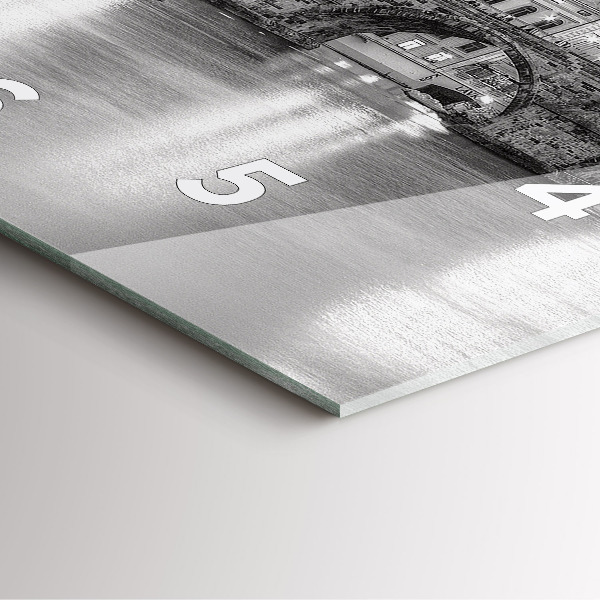 Square glass wall clock Charles Bridge in Prague