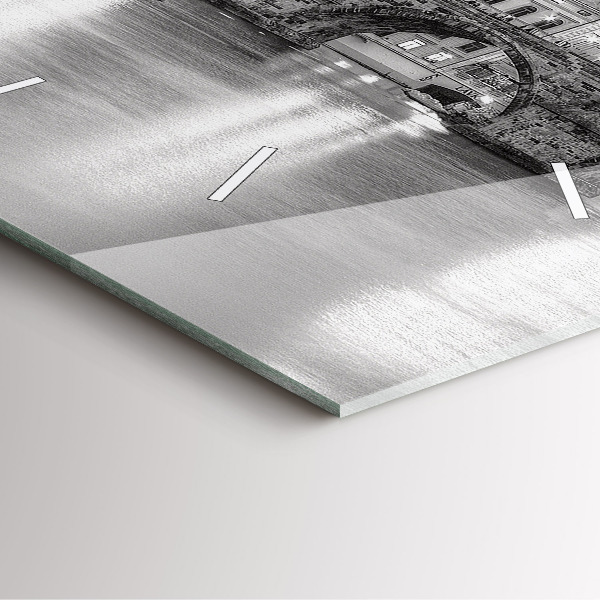 Square glass wall clock Charles Bridge in Prague