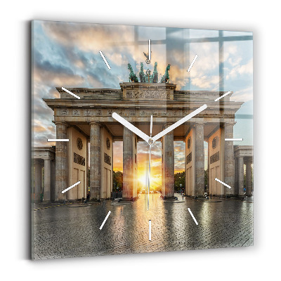Square glass wall clock Brandenburg Gate in Berlin