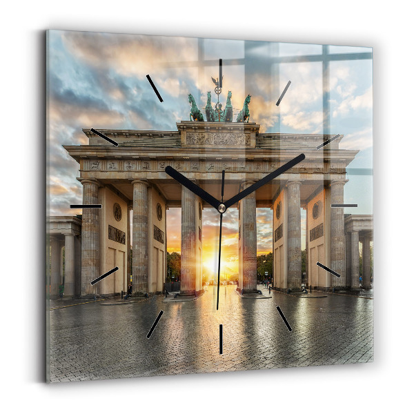Square glass wall clock Brandenburg Gate in Berlin