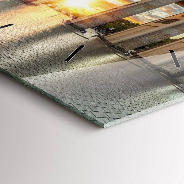 Square glass wall clock Brandenburg Gate in Berlin