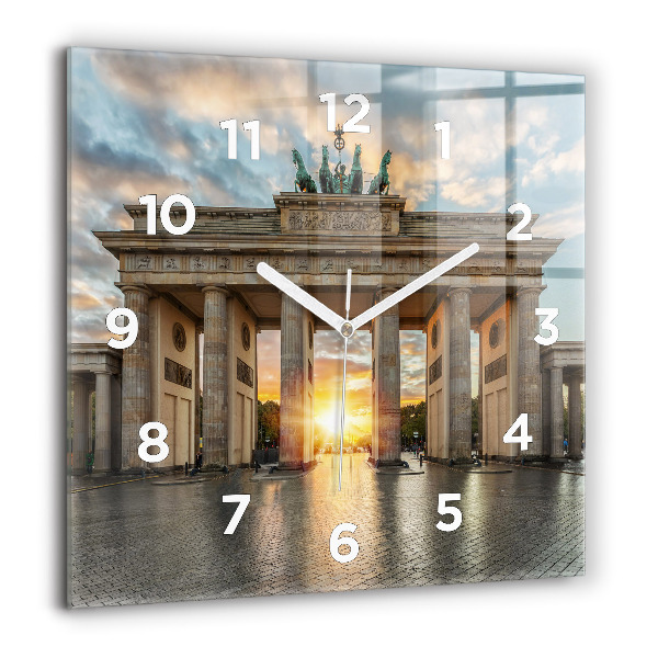 Square glass wall clock Brandenburg Gate in Berlin