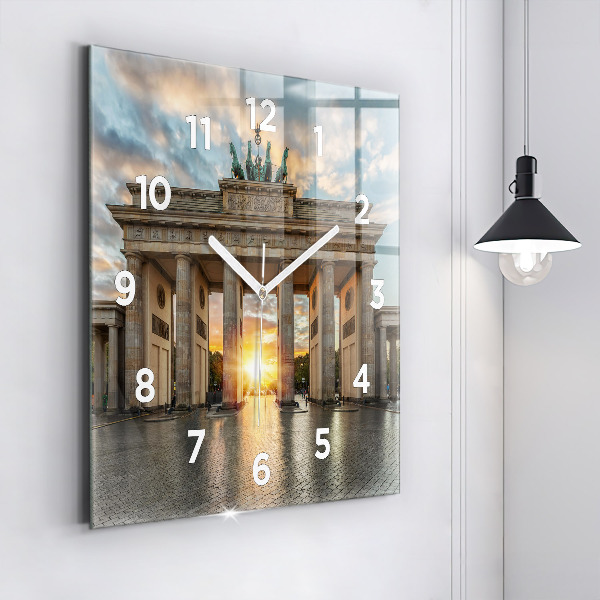 Square glass wall clock Brandenburg Gate in Berlin
