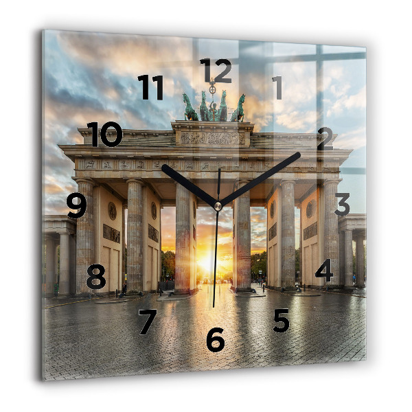 Square glass wall clock Brandenburg Gate in Berlin