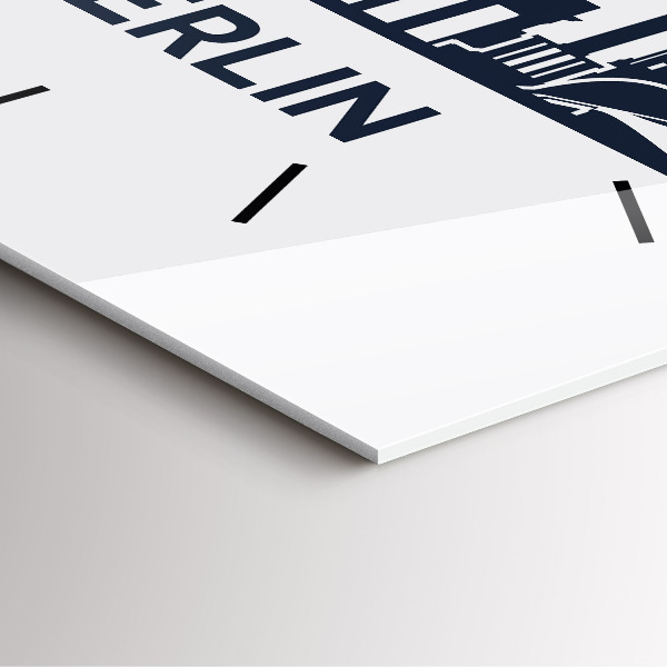 Square glass wall clock Berlin city illustration