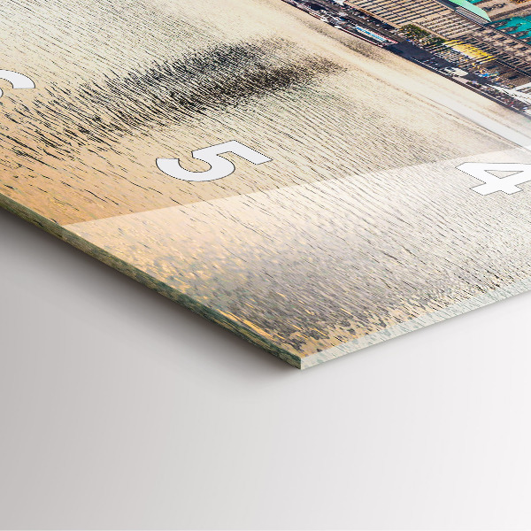 Square glass wall clock Binnenalster in Hamburg