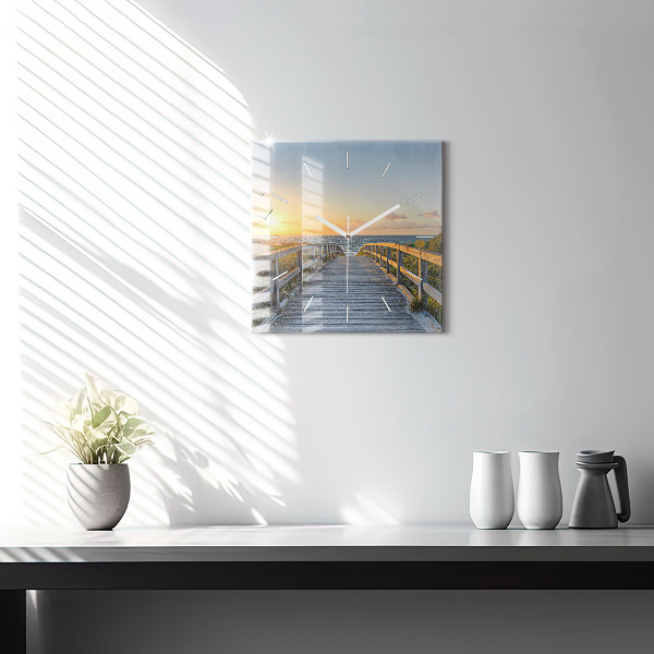 Square glass wall clock Beach Holidays