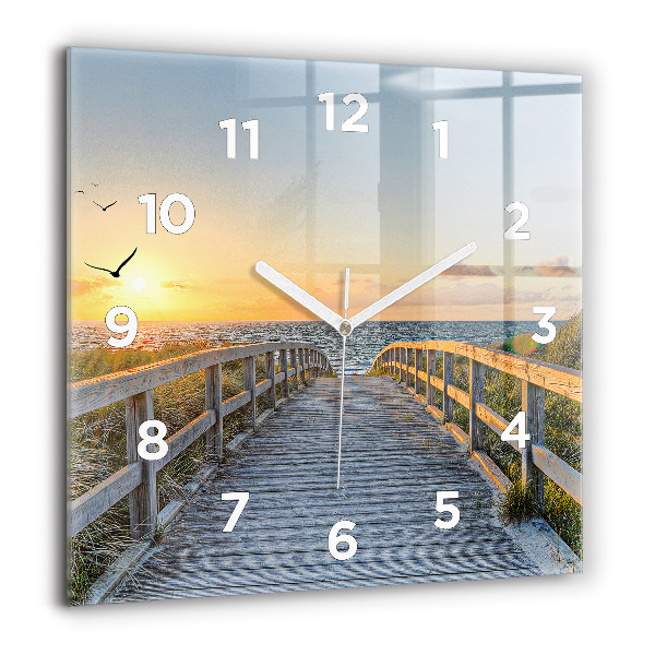 Square glass wall clock Beach Holidays