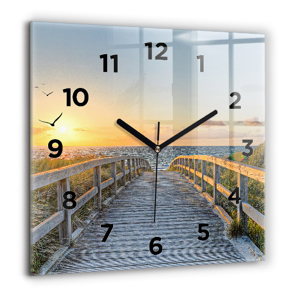 Square glass wall clock Beach Holidays