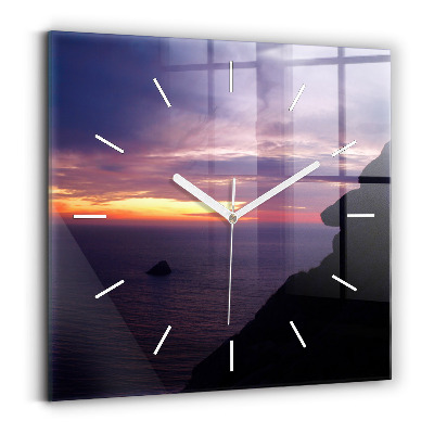 Square glass wall clock Stone head