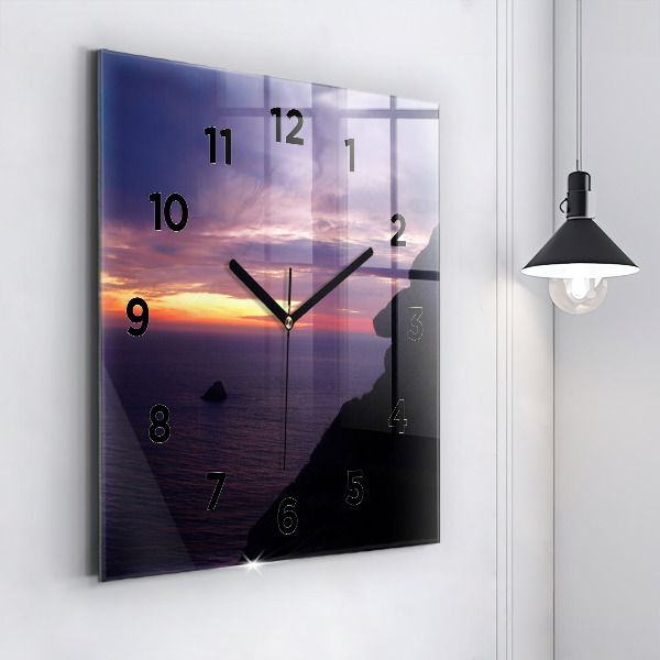Square glass wall clock Stone head