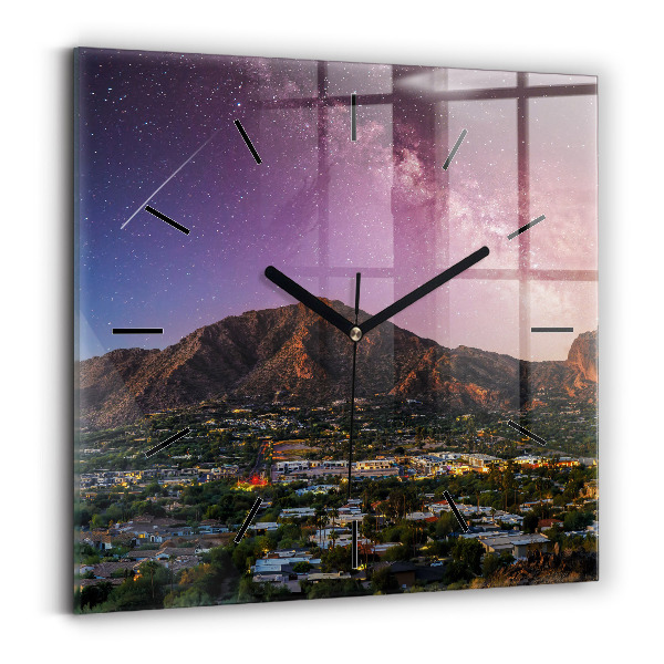 Square glass wall clock Mountain Landscape