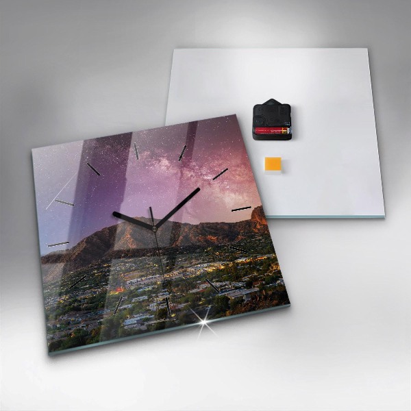 Square glass wall clock Mountain Landscape