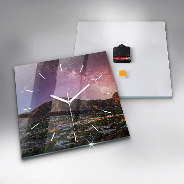 Square glass wall clock Mountain Landscape