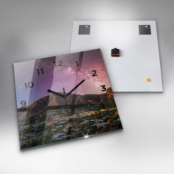 Square glass wall clock Mountain Landscape