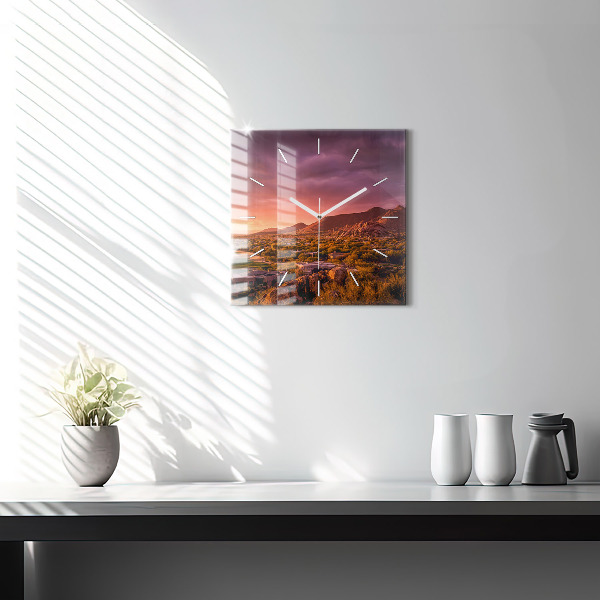 Square glass wall clock North Scottsdale Sunset