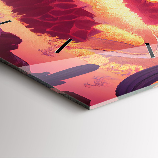 Square glass wall clock Arizona Desert