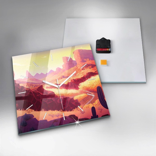 Square glass wall clock Arizona Desert