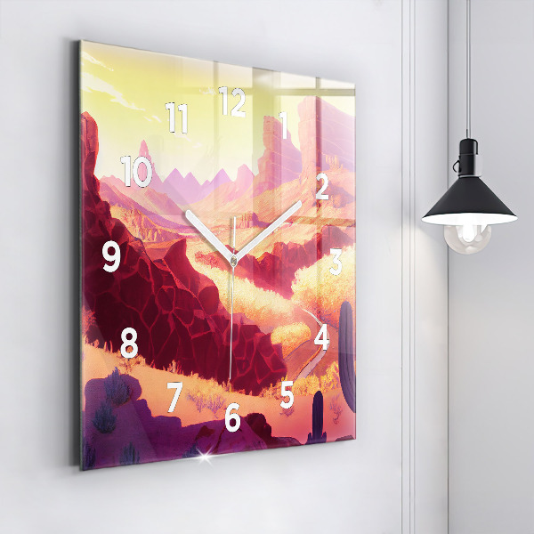 Square glass wall clock Arizona Desert