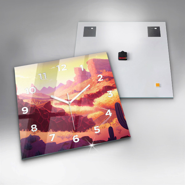 Square glass wall clock Arizona Desert