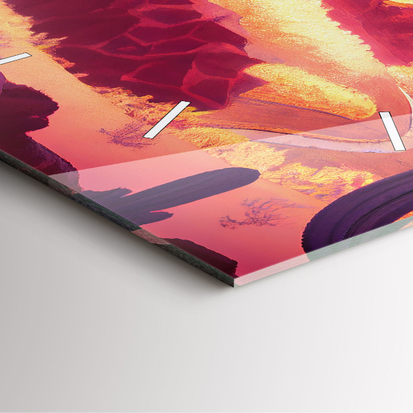 Square glass wall clock Arizona Desert