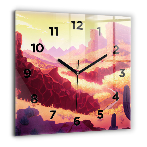Square glass wall clock Arizona Desert