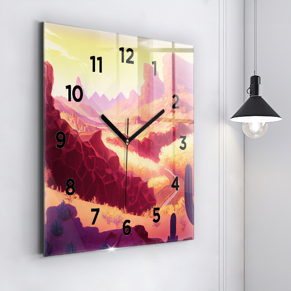 Square glass wall clock Arizona Desert