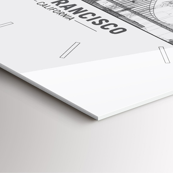 Square glass wall clock San Francisco Skyline