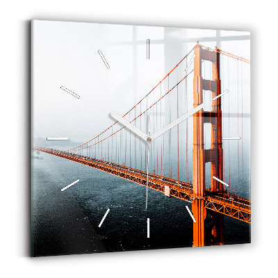 Square glass wall clock Golden Gate Bridge