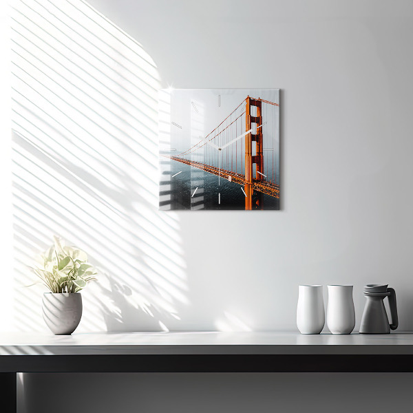 Square glass wall clock Golden Gate Bridge