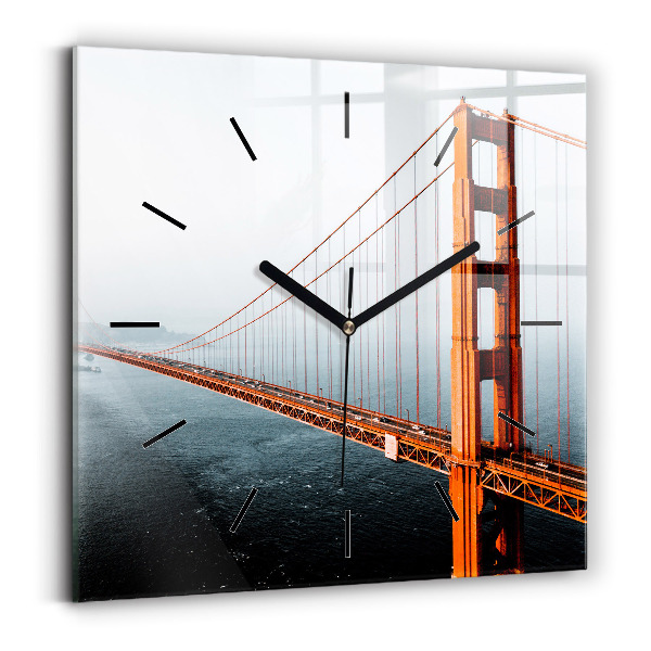 Square glass wall clock Golden Gate Bridge