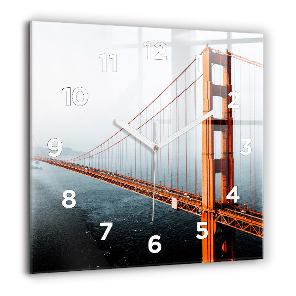 Square glass wall clock Golden Gate Bridge