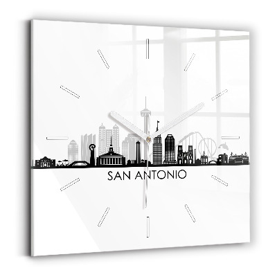 Square glass wall clock City of San Antonio Texas
