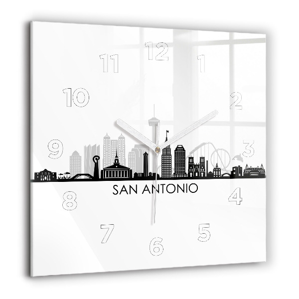 Square glass wall clock City of San Antonio Texas