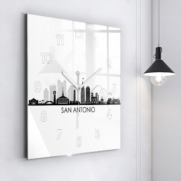 Square glass wall clock City of San Antonio Texas