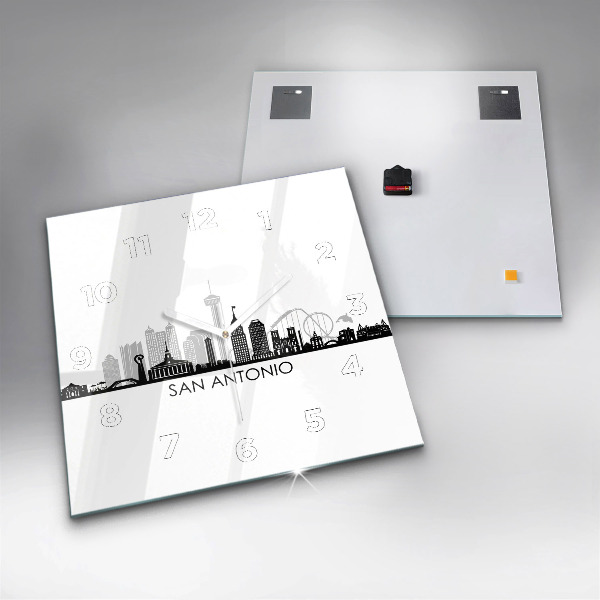 Square glass wall clock City of San Antonio Texas