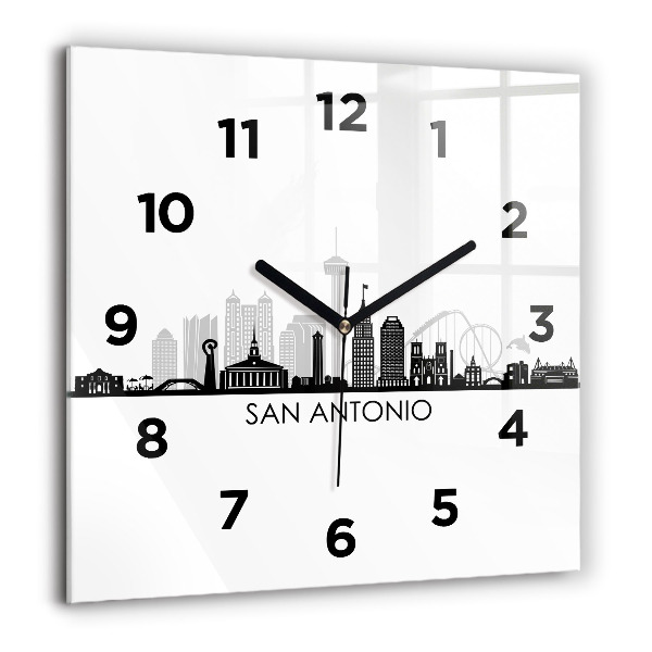 Square glass wall clock City of San Antonio Texas