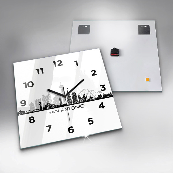 Square glass wall clock City of San Antonio Texas