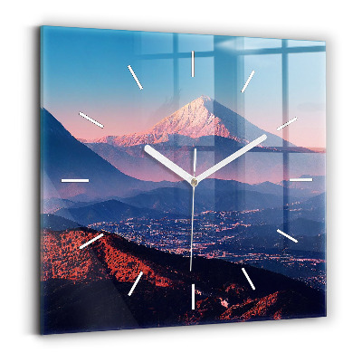 Square glass wall clock Mountains in San Antonio USA