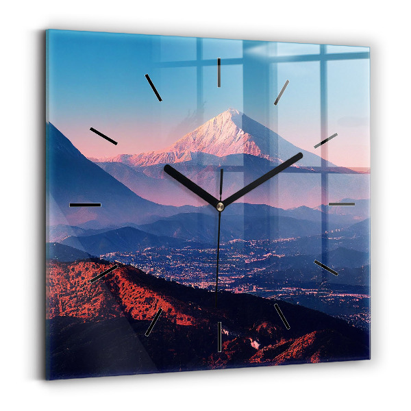 Square glass wall clock Mountains in San Antonio USA