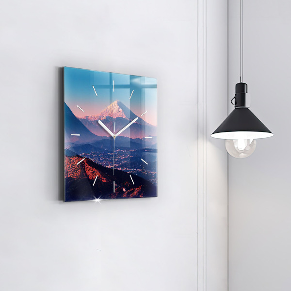 Square glass wall clock Mountains in San Antonio USA