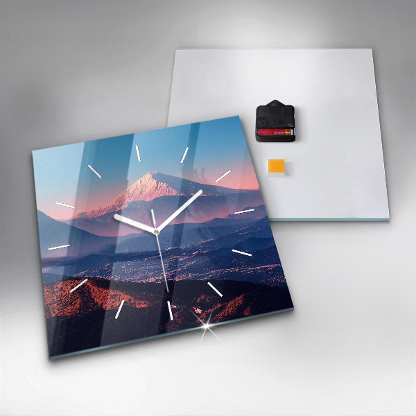 Square glass wall clock Mountains in San Antonio USA
