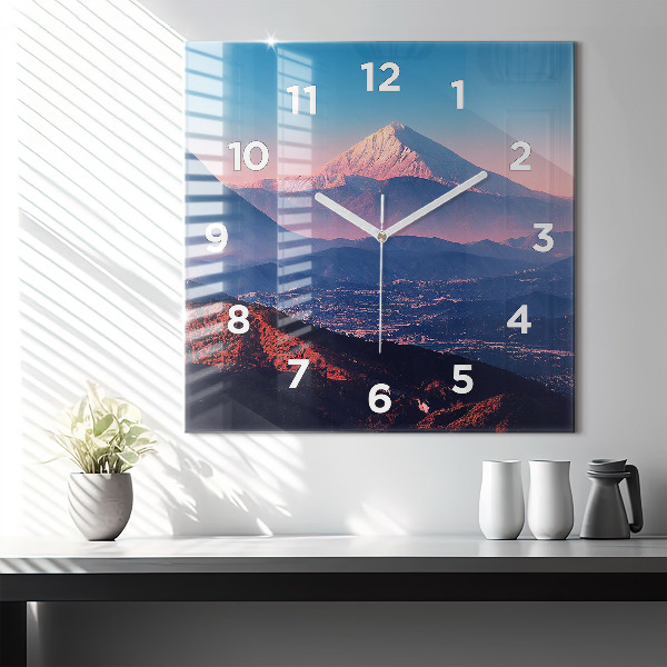 Square glass wall clock Mountains in San Antonio USA
