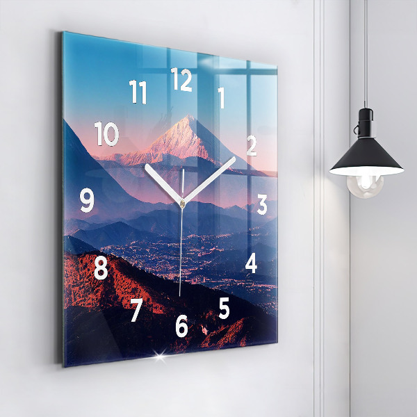 Square glass wall clock Mountains in San Antonio USA