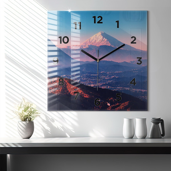 Square glass wall clock Mountains in San Antonio USA
