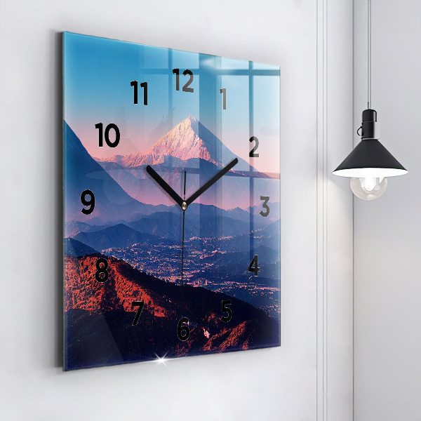 Square glass wall clock Mountains in San Antonio USA