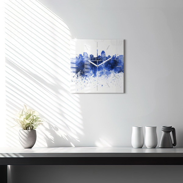 Square glass wall clock San Antonio Watercolors