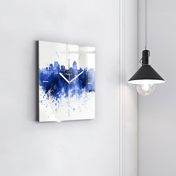 Square glass wall clock San Antonio Watercolors