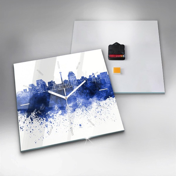 Square glass wall clock San Antonio Watercolors